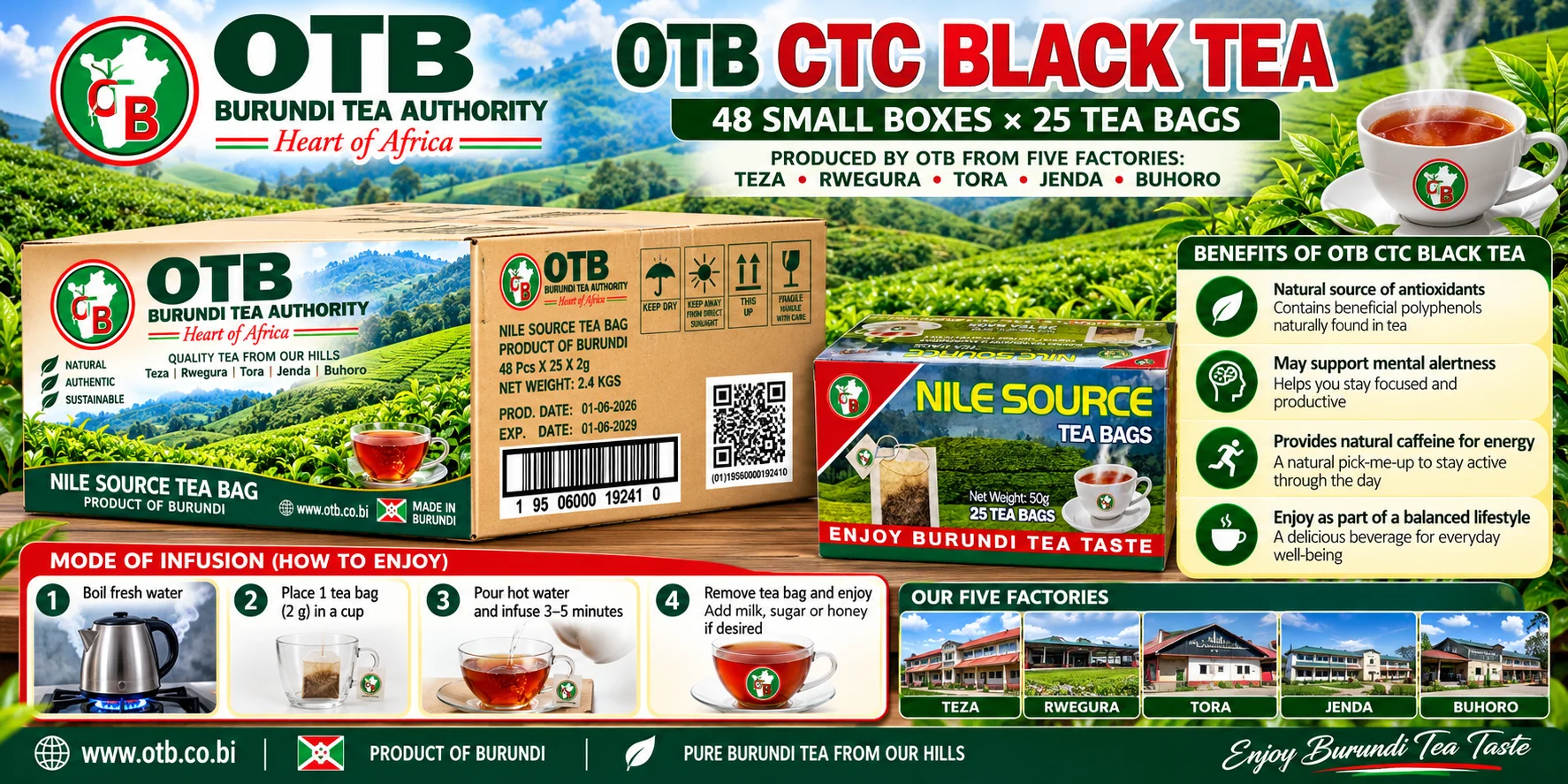 1 Carton Grad format de 24 petits  carton de tea bags