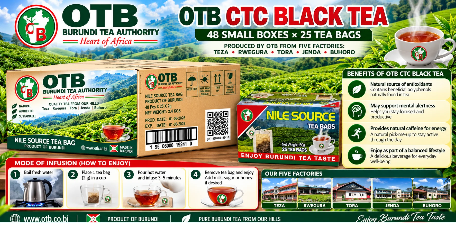 Produit de thé OTB: Carton principal de sachets de thé